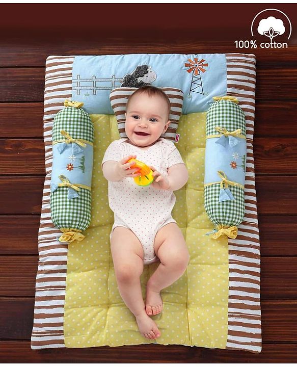 Babyhug Premium Cotton Bedding Set Farm Theme Pack of 4 - Yellow