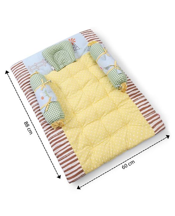 Babyhug Premium Cotton Bedding Set Farm Theme Pack of 4 - Yellow