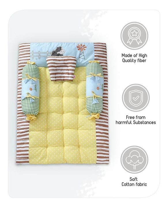 Babyhug Premium Cotton Bedding Set Farm Theme Pack of 4 - Yellow