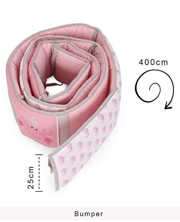 Babyhug Premium Cotton Embroidered Crib Bedding Set Seahorse Theme Large Pack of 6 - Pink