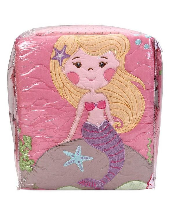 Babyhug Premium Cotton Embroidered Crib Bedding Set Seahorse Theme Large Pack of 6 - Pink