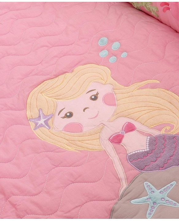 Babyhug Premium Cotton Embroidered Crib Bedding Set Seahorse Theme Large Pack of 6 - Pink