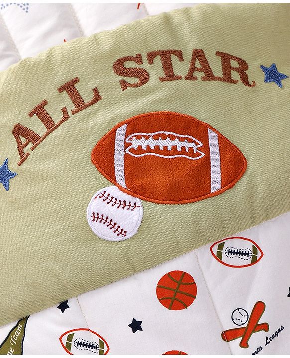 Babyhug Premium Cotton Baby Nest Bag Sports Theme - Multicolour