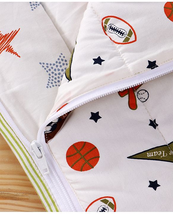 Babyhug Premium Cotton Baby Nest Bag Sports Theme - Multicolour