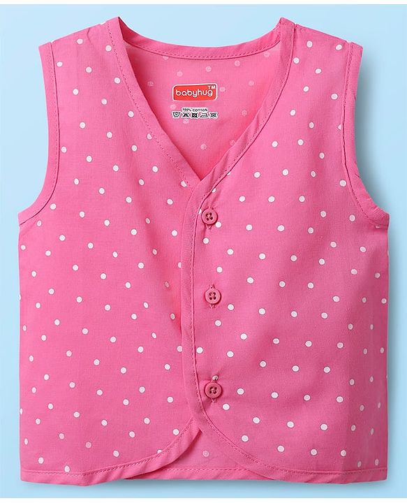 Babyhug 100% Cotton Cambric Woven Front Open Sleeveless Jhabla with Fruit Print Pack of 3 - Yellow Pink & White