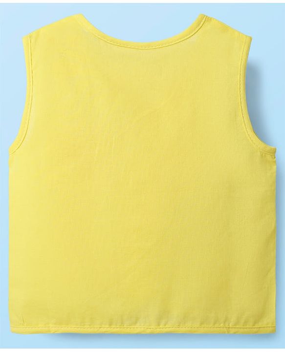 Babyhug 100% Cotton Cambric Woven Front Open Sleeveless Jhabla with Fruit Print Pack of 3 - Yellow Pink & White