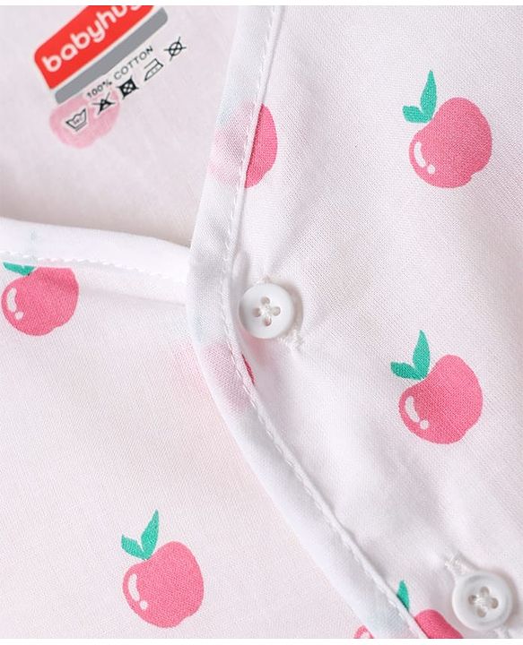 Babyhug 100% Cotton Cambric Woven Front Open Sleeveless Jhabla with Fruit Print Pack of 3 - Yellow Pink & White