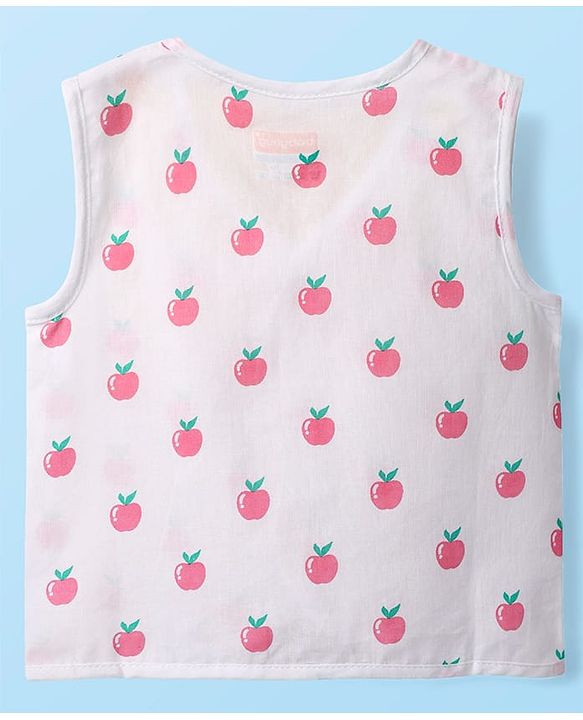 Babyhug 100% Cotton Cambric Woven Front Open Sleeveless Jhabla with Fruit Print Pack of 3 - Yellow Pink & White
