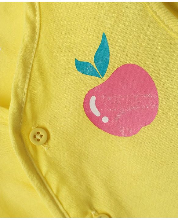 Babyhug 100% Cotton Cambric Woven Front Open Sleeveless Jhabla with Fruit Print Pack of 3 - Yellow Pink & White