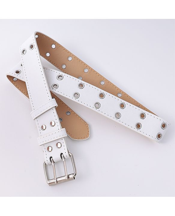 Pine Kids Belts with Buckle Lock - White