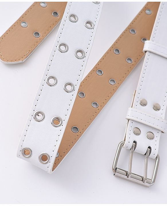 Pine Kids Belts with Buckle Lock - White