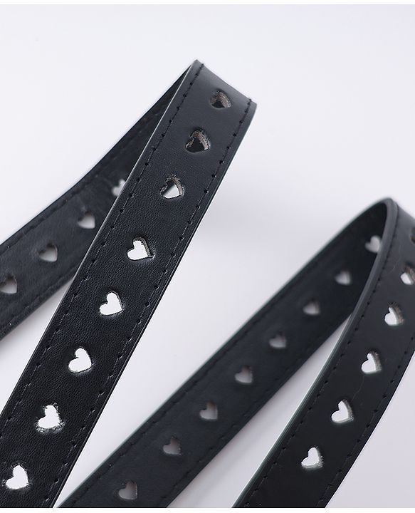 Pine Kids Solid Heart Shape Buckle Belt - Black