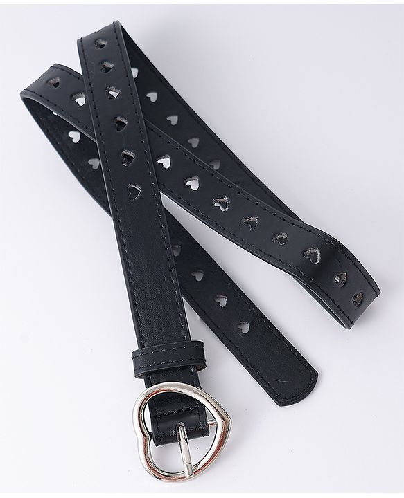Pine Kids Solid Heart Shape Buckle Belt - Black