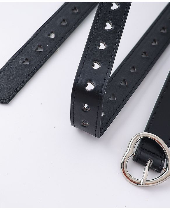 Pine Kids Solid Heart Shape Buckle Belt - Black