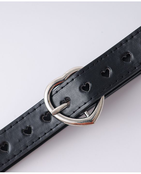 Pine Kids Solid Heart Shape Buckle Belt - Black