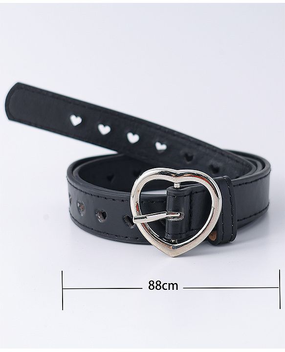 Pine Kids Solid Heart Shape Buckle Belt - Black