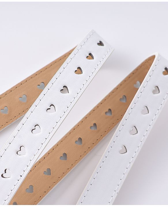Pine Kids Solid Heart Shape Buckle Belt- White