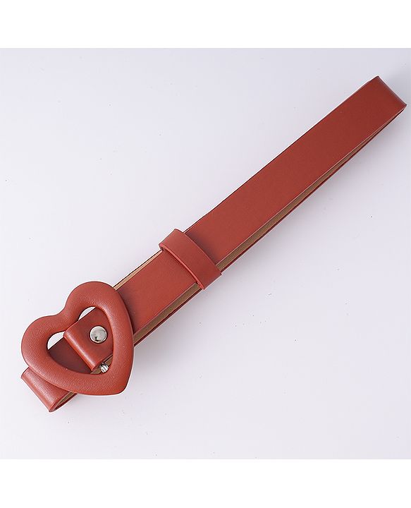 Pine Kids Free Size Belt with Heart Shape Buckle - Brown