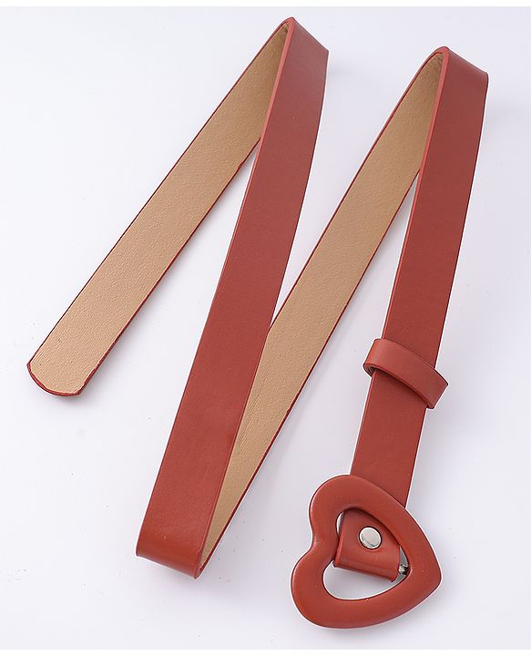 Pine Kids Free Size Belt with Heart Shape Buckle - Brown