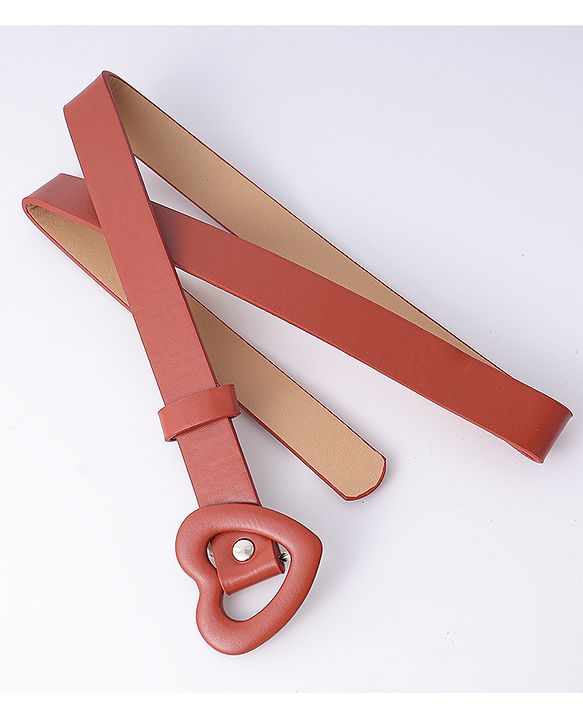 Pine Kids Free Size Belt with Heart Shape Buckle - Brown