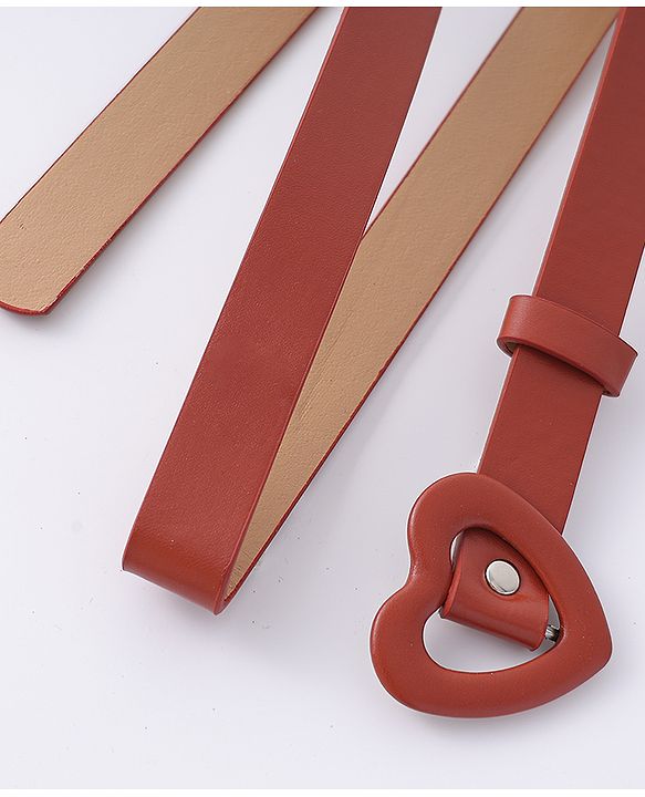 Pine Kids Free Size Belt with Heart Shape Buckle - Brown