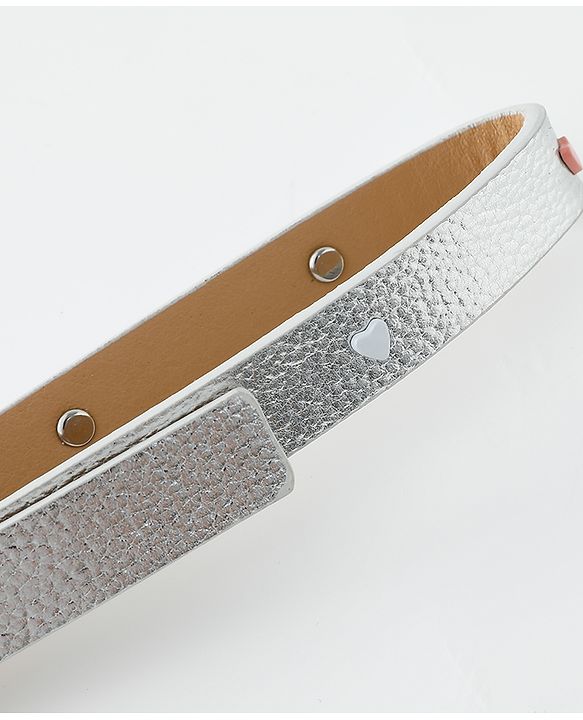 Pine Kids Free Size Belt with Heart Shape Buckle - Silver