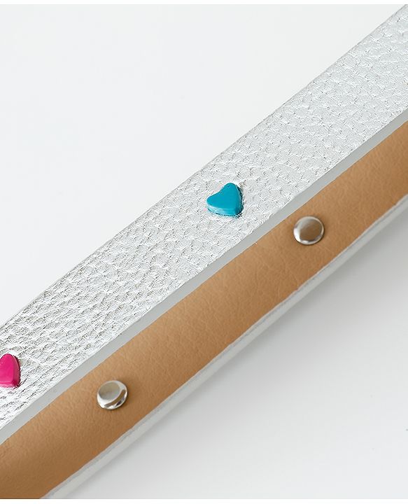 Pine Kids Free Size Belt with Heart Shape Buckle - Silver