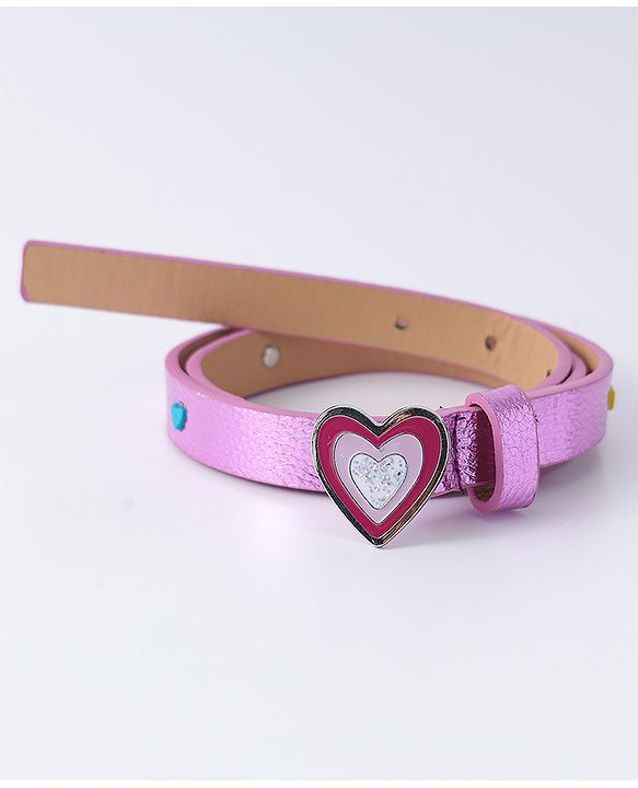 Pine Kids Free Size  Belt with Heart Shape Buckle - Purple