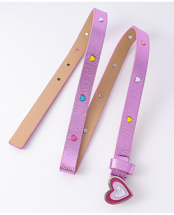 Pine Kids Free Size  Belt with Heart Shape Buckle - Purple
