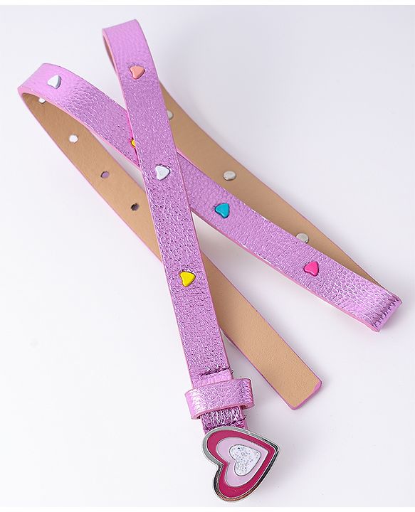 Pine Kids Free Size  Belt with Heart Shape Buckle - Purple