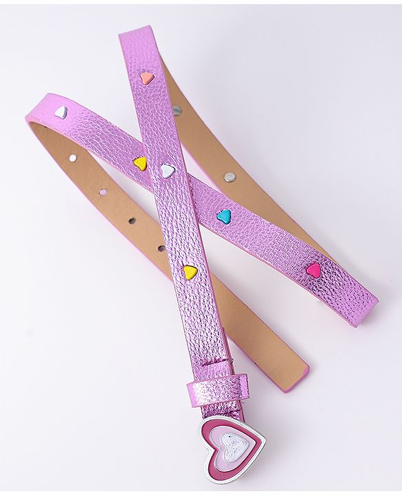 Pine Kids Free Size  Belt with Heart Shape Buckle - Purple
