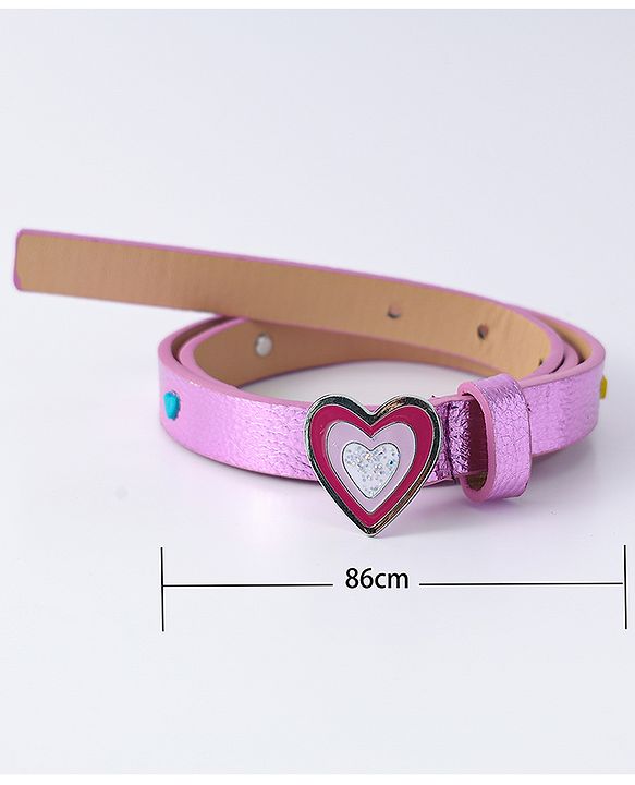 Pine Kids Free Size  Belt with Heart Shape Buckle - Purple