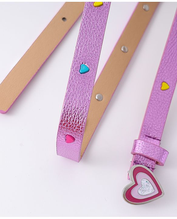 Pine Kids Free Size  Belt with Heart Shape Buckle - Purple