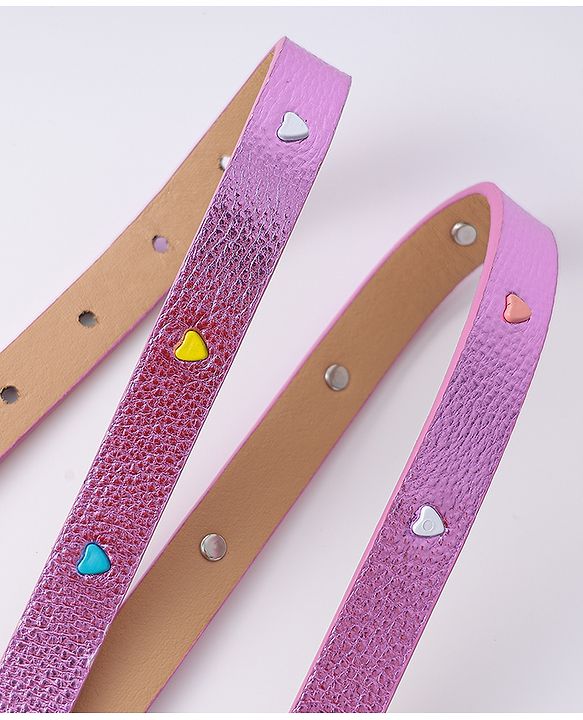 Pine Kids Free Size  Belt with Heart Shape Buckle - Purple