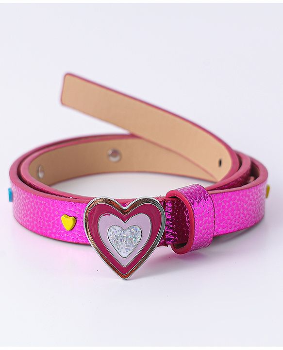 Pine Kids Free Size Belt with Heart Shape Buckle - Fuchsia