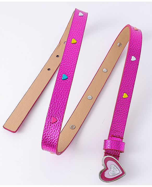Pine Kids Free Size Belt with Heart Shape Buckle - Fuchsia