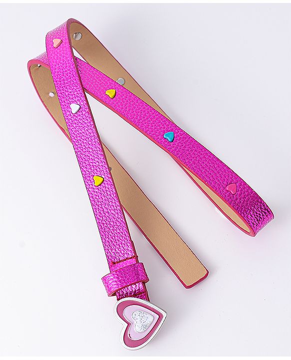 Pine Kids Free Size Belt with Heart Shape Buckle - Fuchsia