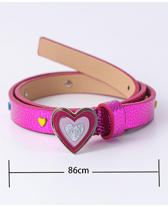 Pine Kids Free Size Belt with Heart Shape Buckle - Fuchsia