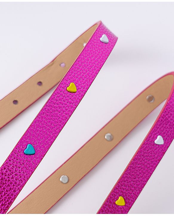 Pine Kids Free Size Belt with Heart Shape Buckle - Fuchsia