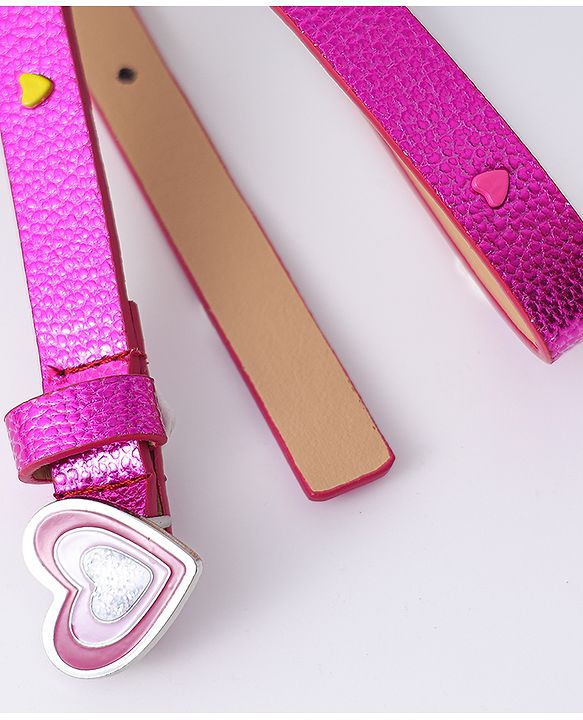 Pine Kids Free Size Belt with Heart Shape Buckle - Fuchsia