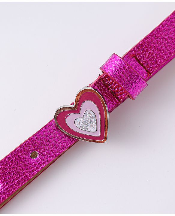 Pine Kids Free Size Belt with Heart Shape Buckle - Fuchsia