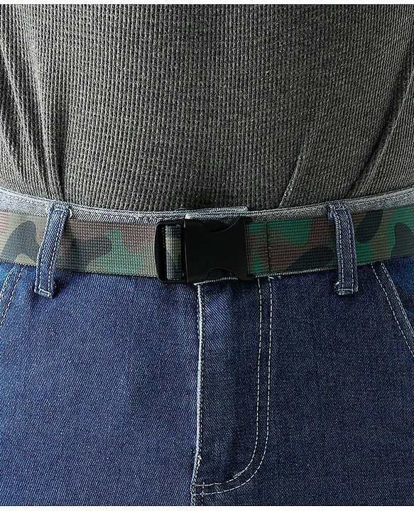 Pine Kids Free Size Belt with Camouflage Print - Dark Green