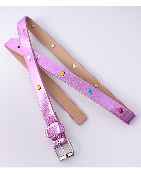 Pine Kids Free Size Belt with Heart Applique - Purple