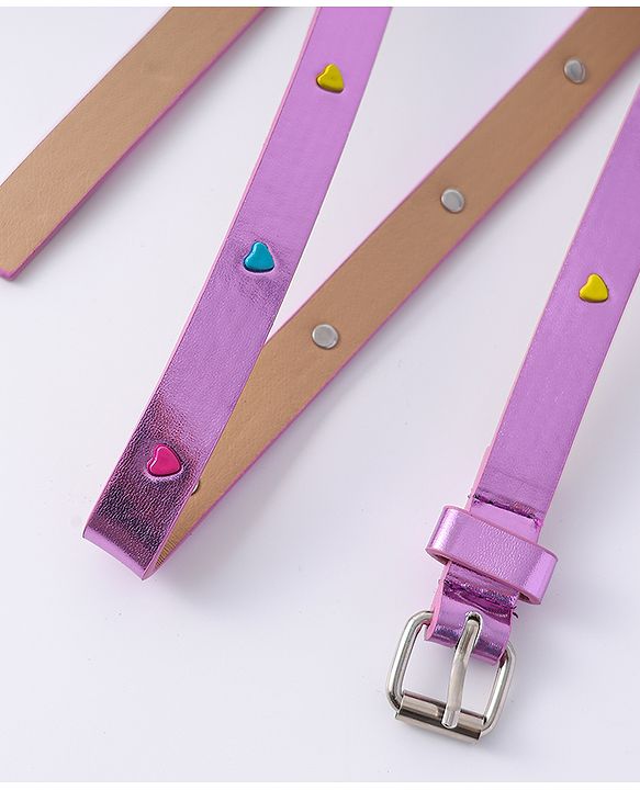 Pine Kids Free Size Belt with Heart Applique - Purple