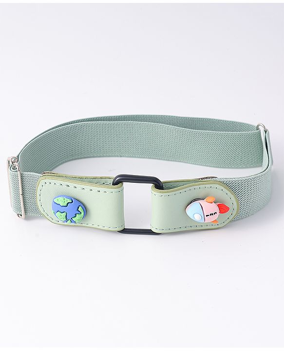 Babyhug Free Size Belt With Earth & Rocket Applique - Light Green