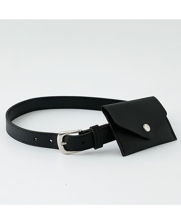 Pine Kids Solid Belt  with attach Wallet - Black