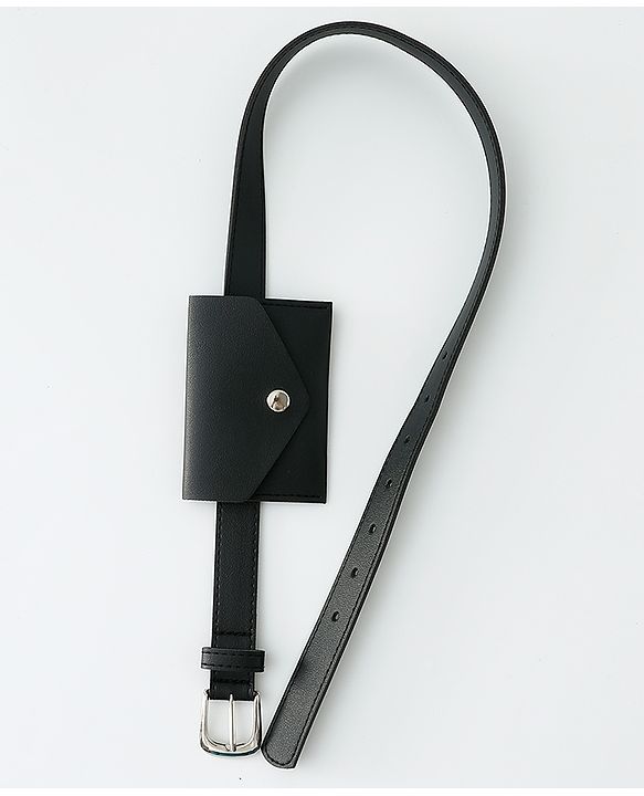 Pine Kids Solid Belt  with attach Wallet - Black