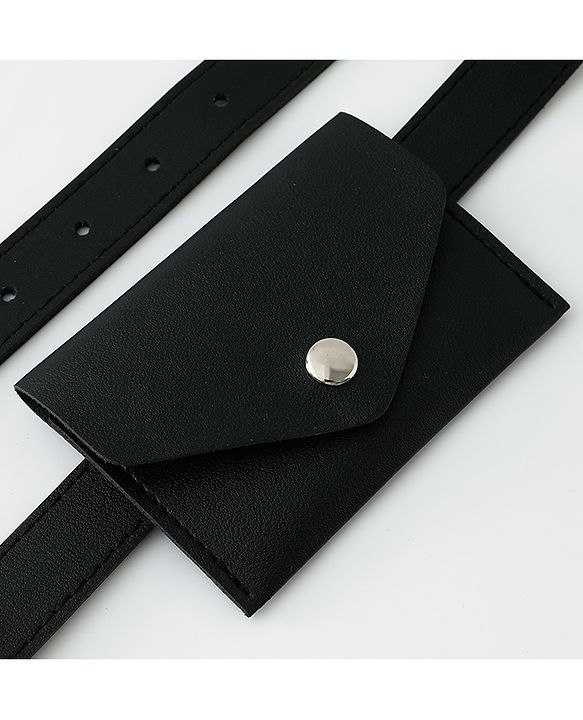 Pine Kids Solid Belt  with attach Wallet - Black
