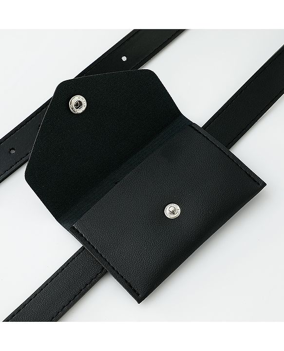 Pine Kids Solid Belt  with attach Wallet - Black