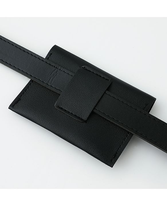 Pine Kids Solid Belt  with attach Wallet - Black